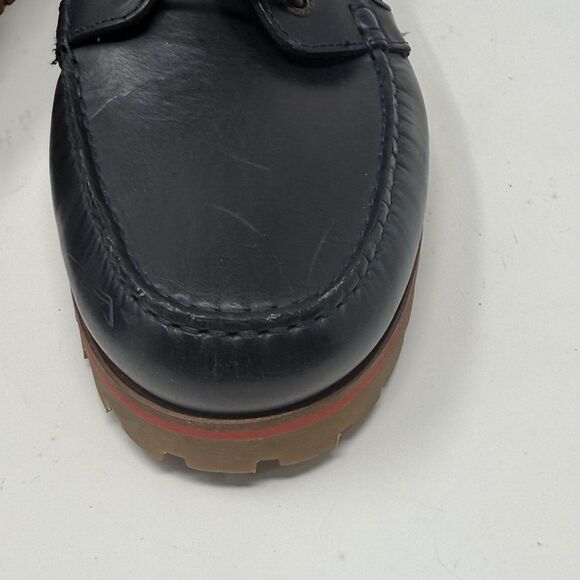 Tommy Hilfiger Lug Sole Boat Shoes Mens 11.5 Blue Leather 3 Eye Chunky Prepcore - Picture 7 of 16